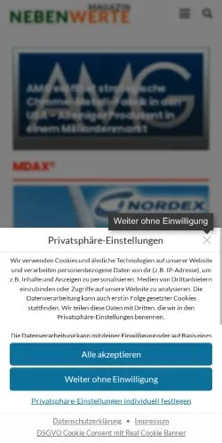スポンサード記事向けのドイツメディア、Nebenwerte Magazinのサイトプレビュー