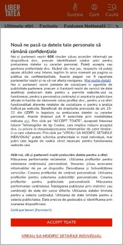 Anteprima del sito Libertatea, media di Romania per articoli sponsorizzati