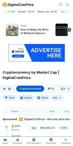 Anteprima del sito Digital Coin Price, media di Stati Uniti per articoli sponsorizzati