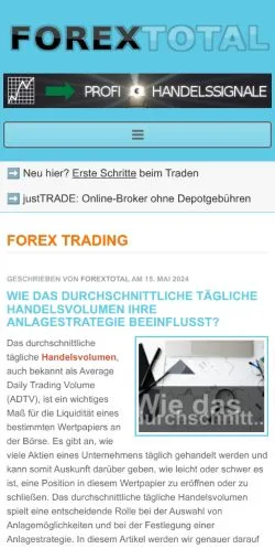 Voorbeeld van de site Forextotal, medium uit Duitsland voor gesponsorde artikelen