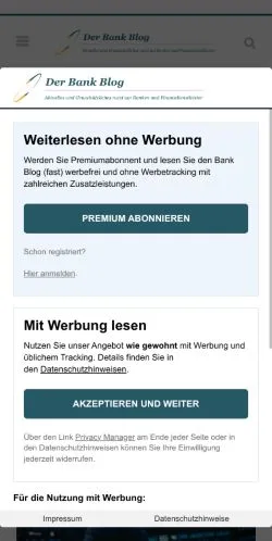 Anteprima del sito Der Bank Blog, media di Germania per articoli sponsorizzati