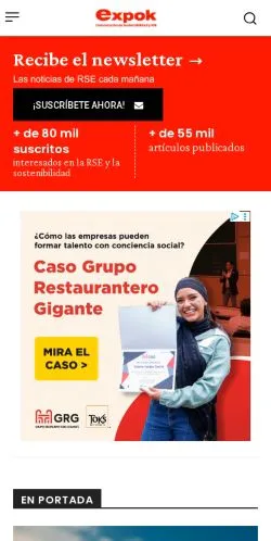Anteprima del sito ExpokNews, media di Spagna per articoli sponsorizzati