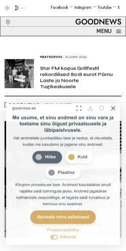 Anteprima del sito GoodNews, media di Estonia per articoli sponsorizzati