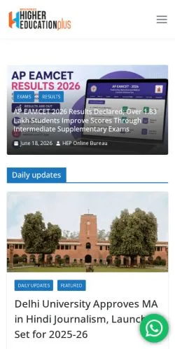 Förhandsvisning av webbplatsen Higher Education Plus, medium i USA för sponsrade artiklar