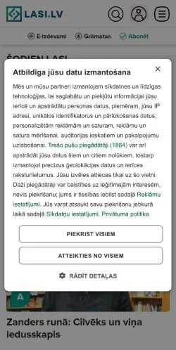 Anteprima del sito Sākums, media di Lettonia per articoli sponsorizzati
