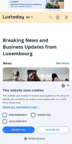 Pré-visualização do site LuxToday, meio de Alemanha para artigos patrocinados