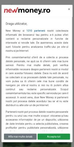 Anteprima del sito NewMoney, media di Romania per articoli sponsorizzati
