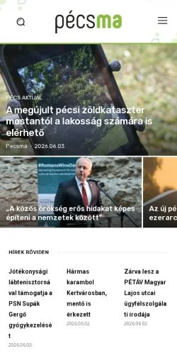 Anteprima del sito Pécsma, media di Ungheria per articoli sponsorizzati
