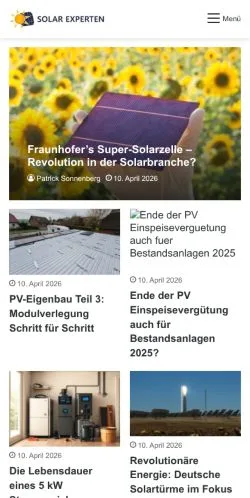 Anteprima del sito Solar Experten, media di Germania per articoli sponsorizzati