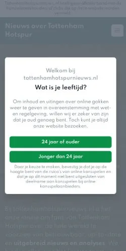 Podgląd witryny Tottenham Hotspur Nieuws, medium z kraju Holandia do artykułów sponsorowanych