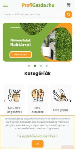 Podgląd witryny Profigazda, medium z kraju Węgry do artykułów sponsorowanych
