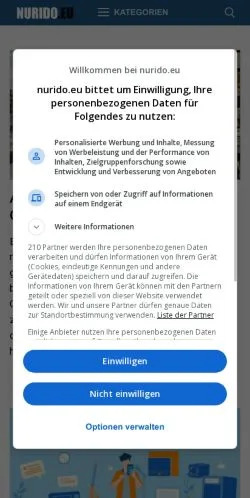 Anteprima del sito Nurido, media di Germania per articoli sponsorizzati