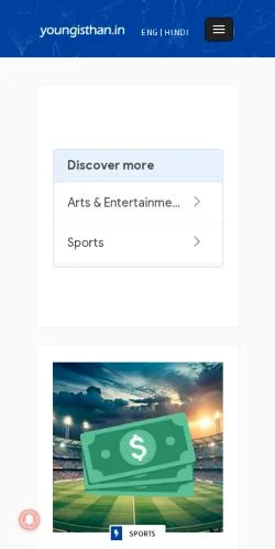 Anteprima del sito Youngisthan, media di India per articoli sponsorizzati