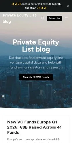 Anteprima del sito Private Equity List blog, media di Stati Uniti per articoli sponsorizzati