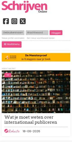 Podgląd witryny Schrijven Online, medium z kraju Holandia do artykułów sponsorowanych