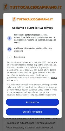 スポンサード記事向けのイタリアメディア、Tutto Calcio Campanoのサイトプレビュー