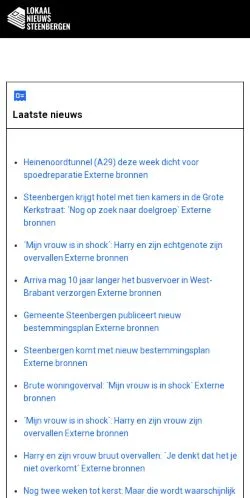 Anteprima del sito Lokaal Nieuws Steenbergen, media di Paesi Bassi per articoli sponsorizzati