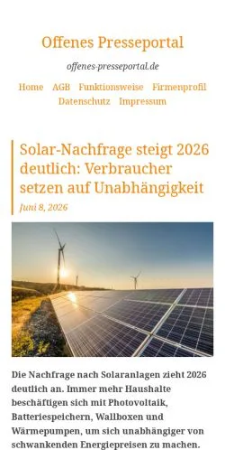 Anteprima del sito Offenes Presseportal, media di Germania per articoli sponsorizzati
