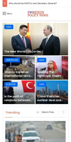 스폰서 기사용 미국 매체 Foreign Policy News 사이트 미리보기