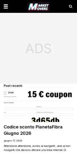 Anteprima del sito MarketMovers, media di Italia per articoli sponsorizzati