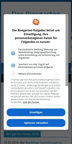 Anteprima del sito Biergarten Ratgeber, media di Germania per articoli sponsorizzati