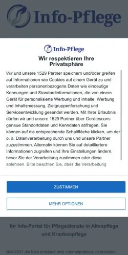 Podgląd witryny Info-Pflege, medium z kraju Niemcy do artykułów sponsorowanych