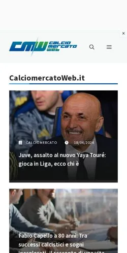 Anteprima del sito CalciomercatoWeb, media di Italia per articoli sponsorizzati