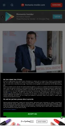 스폰서 기사용 미국 매체 Romania Insider 사이트 미리보기