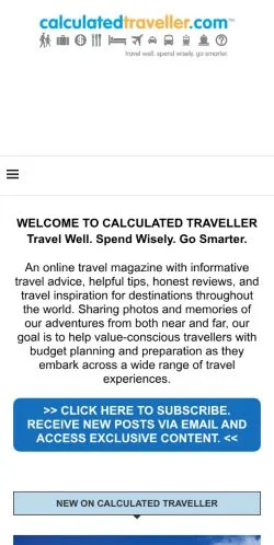 Voorbeeld van de site Calculated Traveller, medium uit Verenigde Staten voor gesponsorde artikelen