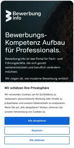 Anteprima del sito Bewerbung Professionals, media di Germania per articoli sponsorizzati