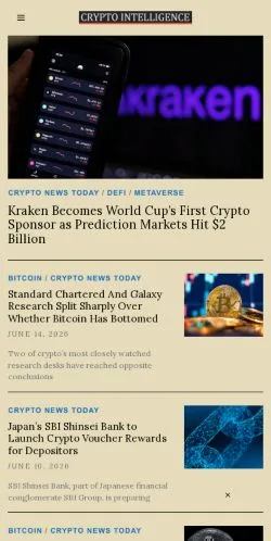 Preview of the Crypto Intelligence News website, a media outlet in United Kingdom for sponsored articles