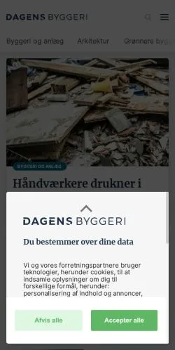 Anteprima del sito Dagens Byggeri, media di Danimarca per articoli sponsorizzati