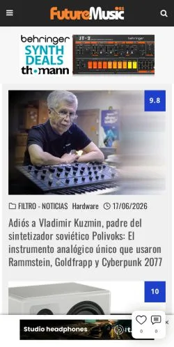 Anteprima del sito Future Music ES, media di Spagna per articoli sponsorizzati
