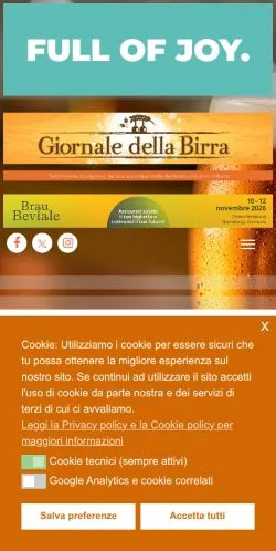 Anteprima del sito Giornale della Birra, media di Italia per articoli sponsorizzati
