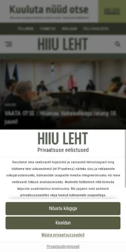 스폰서 기사용 에스토니아 매체 Hiiu Leht 사이트 미리보기