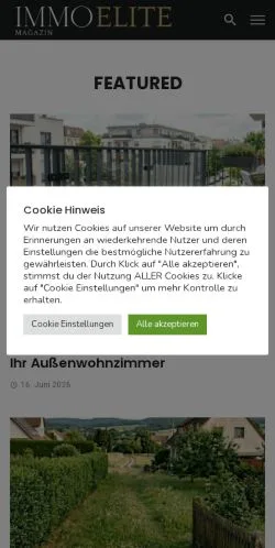 Aperçu du site Immoelite, média de Allemagne pour articles sponsorisés