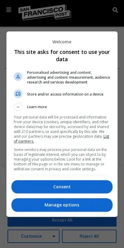 Anteprima del sito San Francisco Post, media di Stati Uniti per articoli sponsorizzati