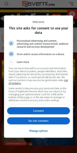 Anteprima del sito Sjeverni, media di Croazia per articoli sponsorizzati