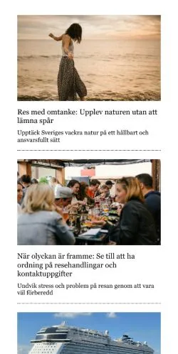 Anteprima del sito vackerresa.se, media di Svezia per articoli sponsorizzati