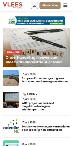 Podgląd witryny Vleesmagazine, medium z kraju Holandia do artykułów sponsorowanych