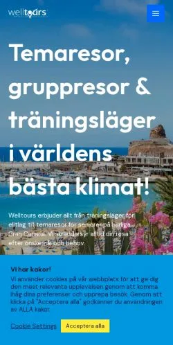 Anteprima del sito Welltours, media di Svezia per articoli sponsorizzati