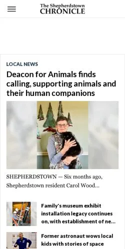 스폰서 기사용 미국 매체 Shepherdstown Chronicle 사이트 미리보기