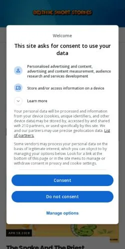 Anteprima del sito Bedtimeshortstories, media di Regno Unito per articoli sponsorizzati