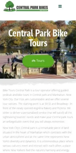 Anteprima del sito Central Park Bike Tours, media di Stati Uniti per articoli sponsorizzati