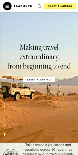 스폰서 기사용 미국 매체 Timbuktu Travel 사이트 미리보기
