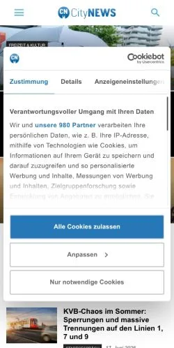 Podgląd witryny CityNEWS, medium z kraju Niemcy do artykułów sponsorowanych