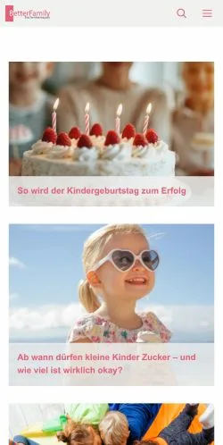 Anteprima del sito BetterFamily, media di Germania per articoli sponsorizzati