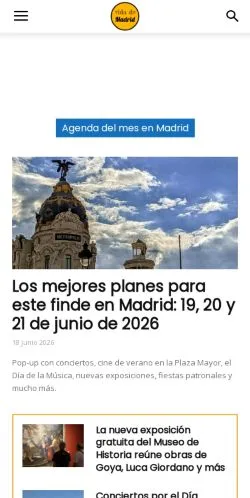 Podgląd witryny Vida de Madrid, medium z kraju Hiszpania do artykułów sponsorowanych