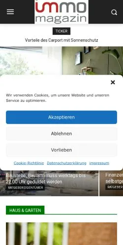 Podgląd witryny Immobilien Magazin, medium z kraju Niemcy do artykułów sponsorowanych