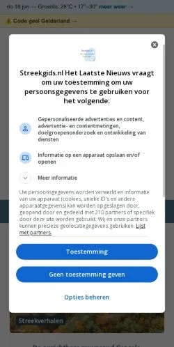Anteprima del sito Streekgids, media di Paesi Bassi per articoli sponsorizzati